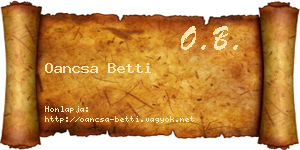 Oancsa Betti névjegykártya